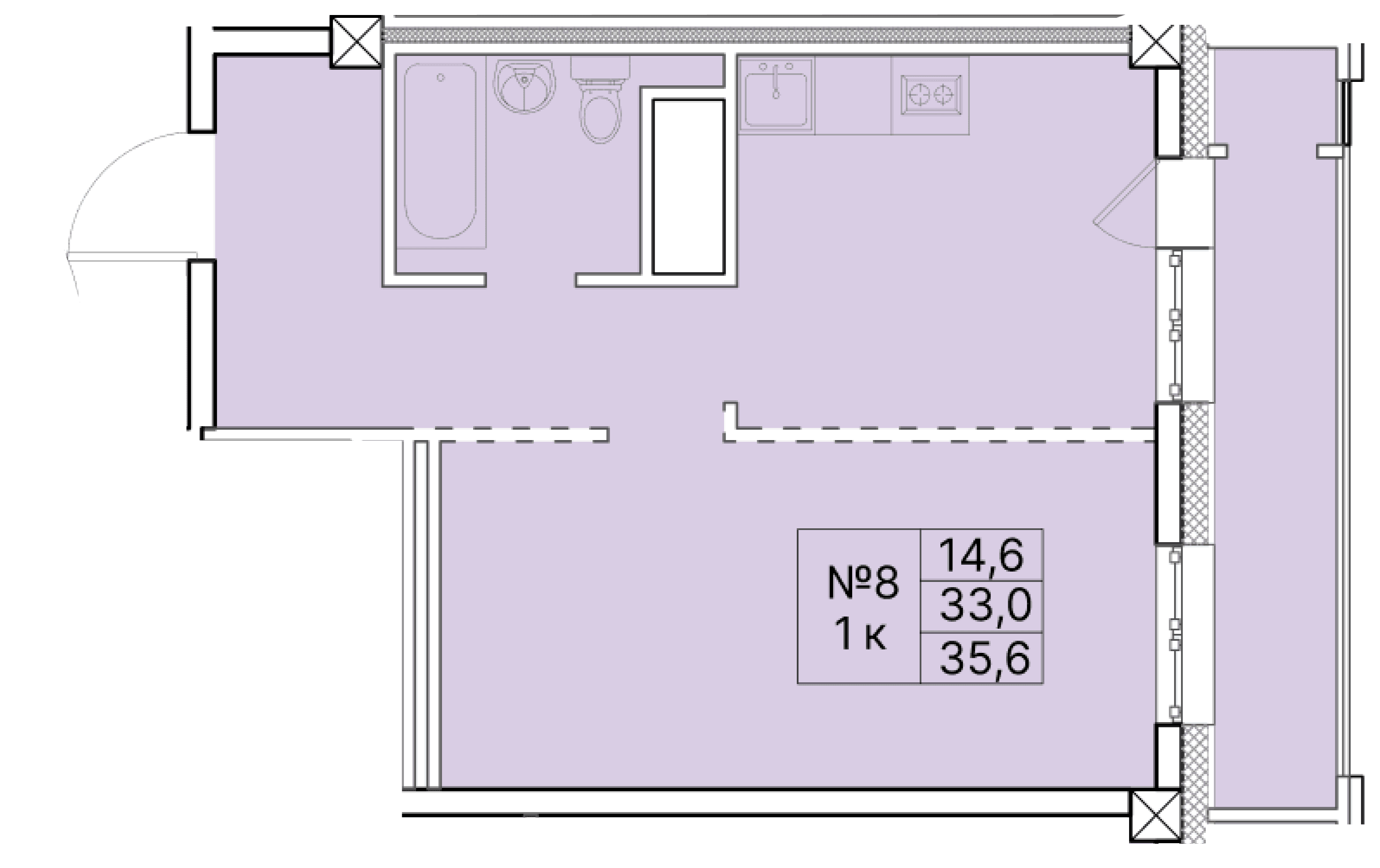1 комн., 35.6 м²