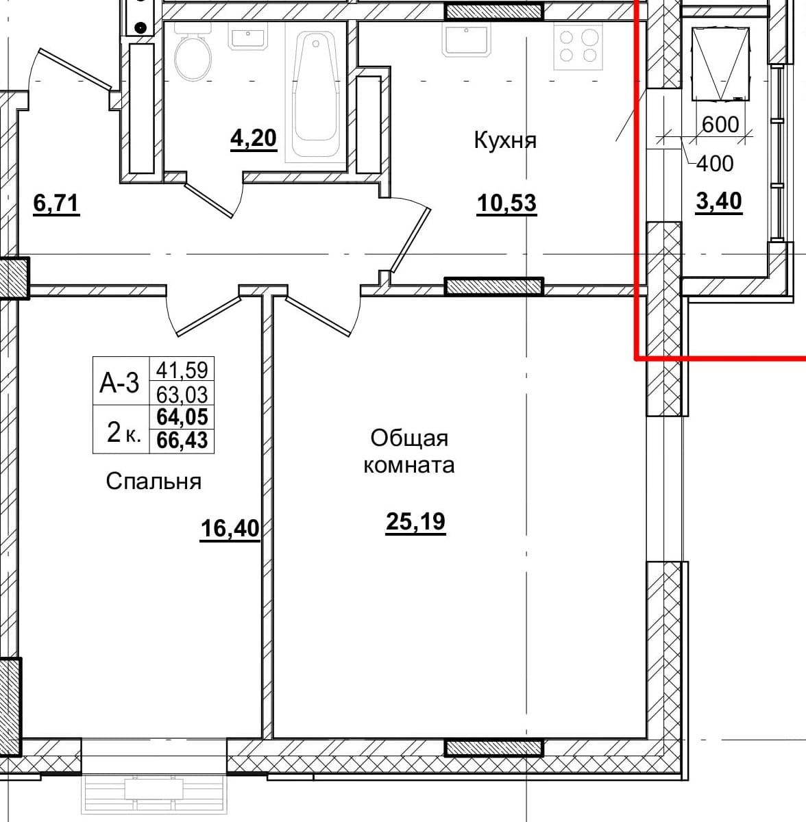 2 комн., 65.6 м²