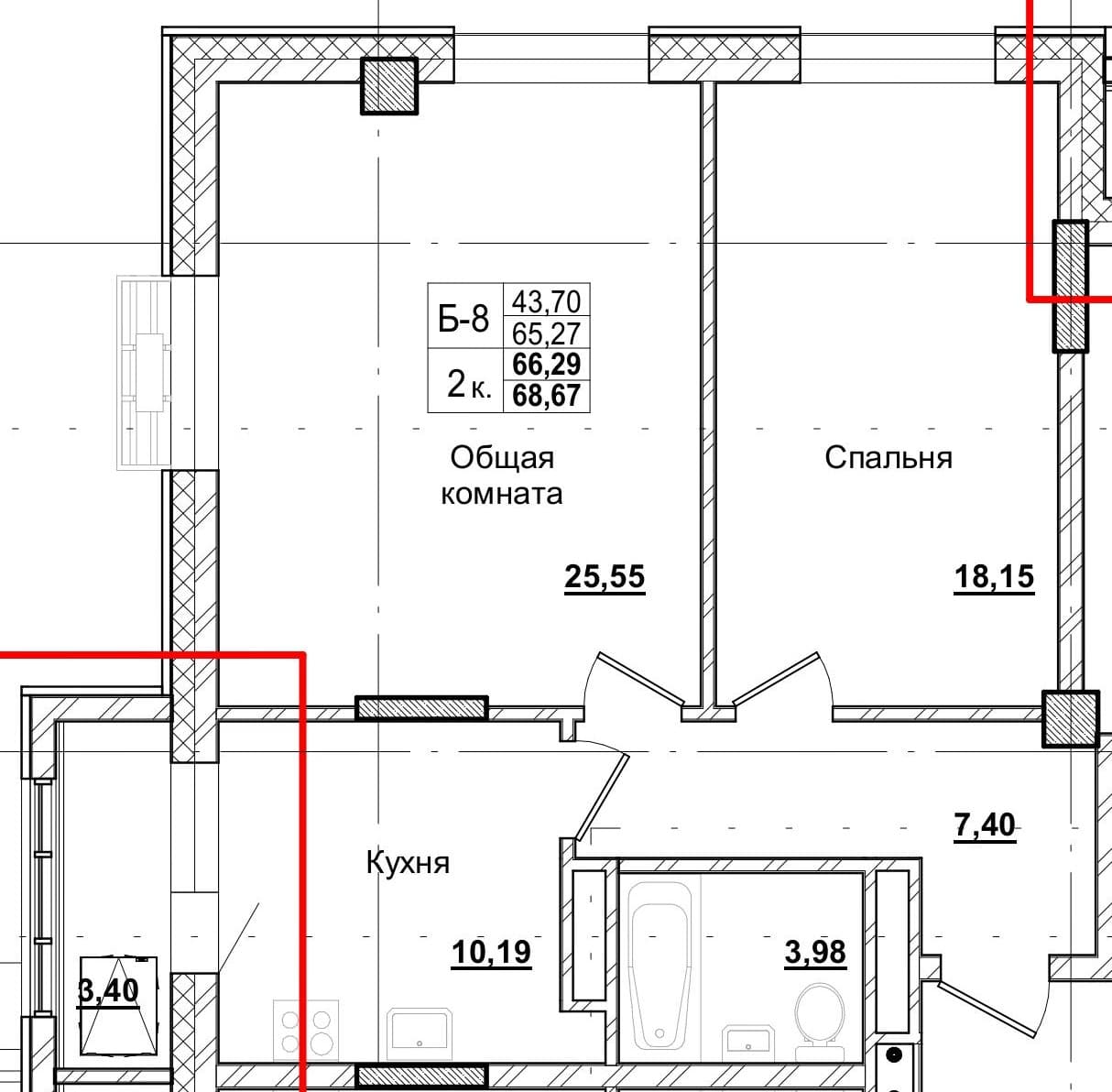 2 комн., 66.1 м²