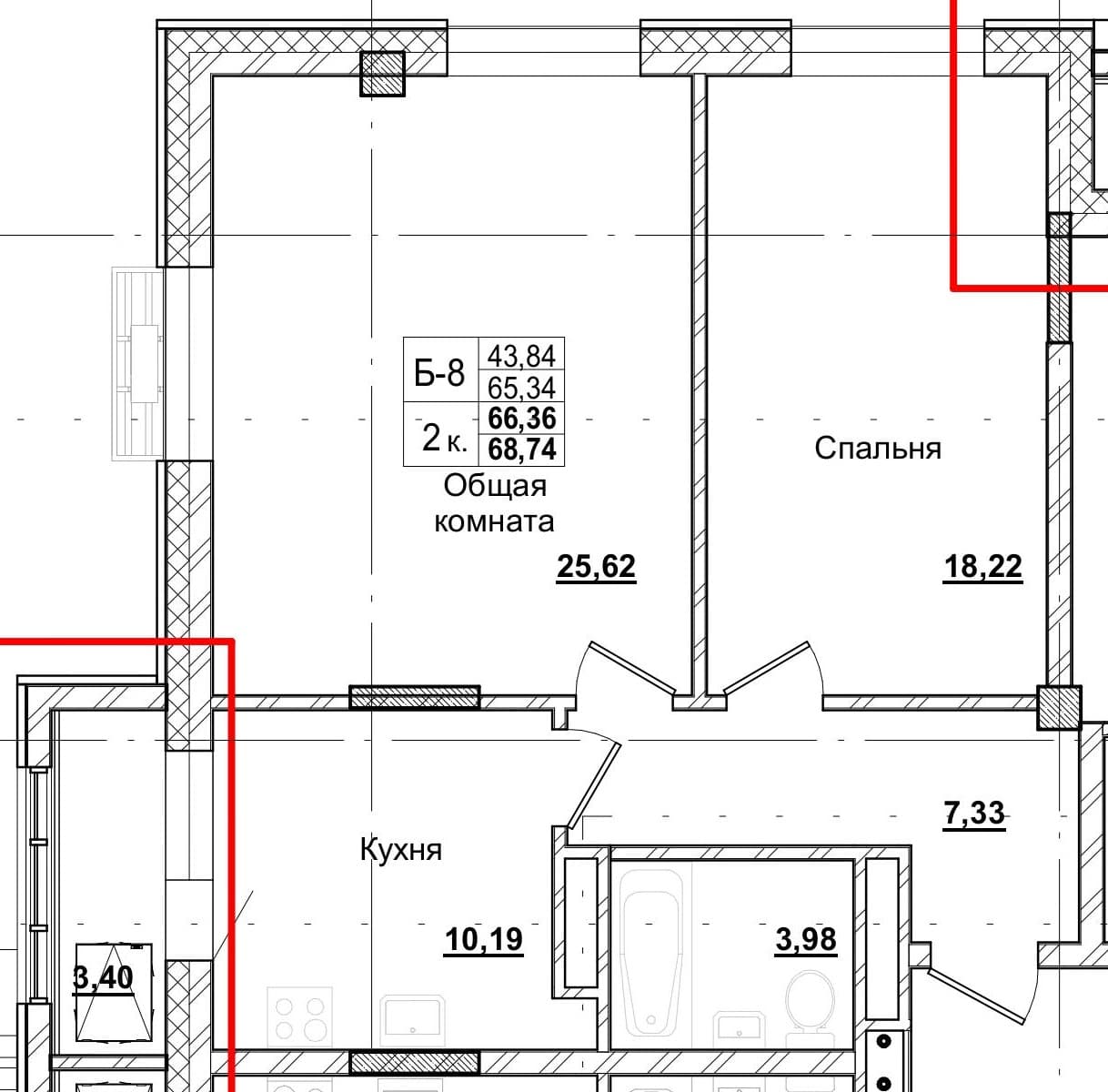 2 комн., 66.2 м²