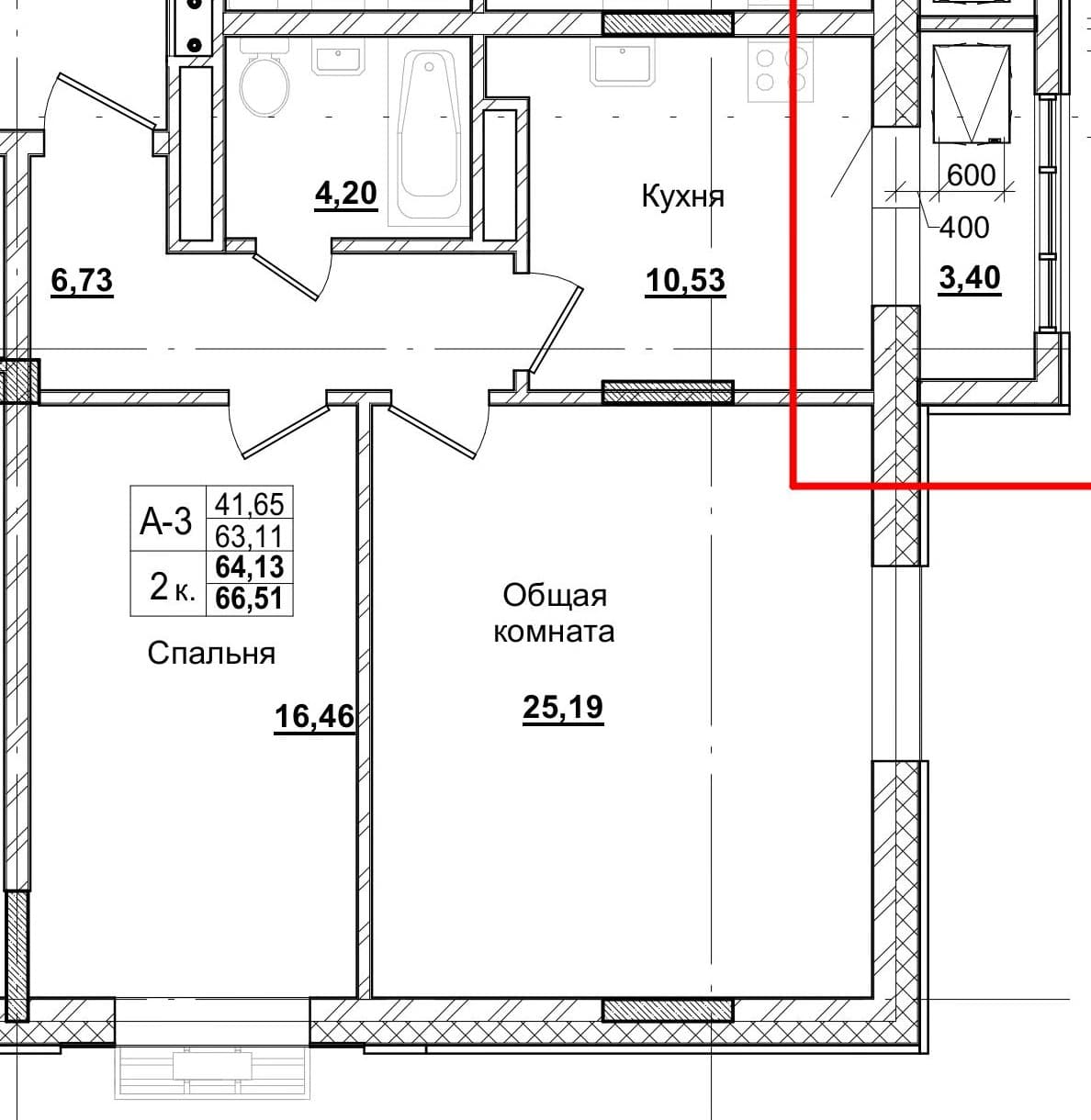 2 комн., 65.6 м²