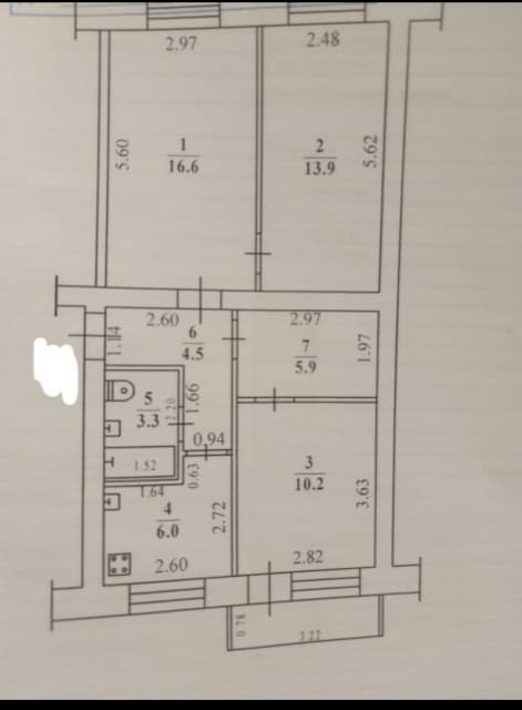 3 комн., 63.0 м², 2 эт.