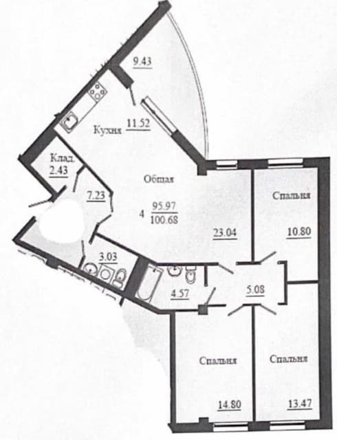 4 комн., 100.0 м², 12 эт.