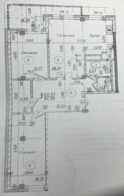 3 комн., 96.8 м², 12 эт.