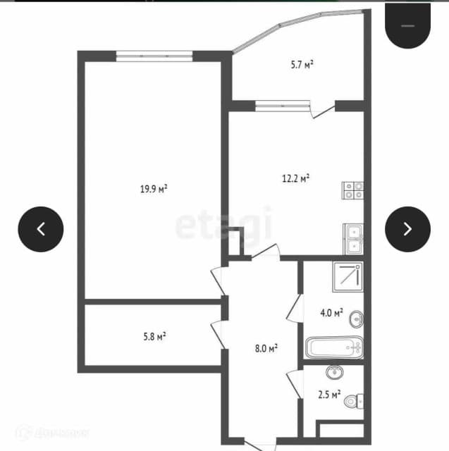1 комн., 52.0 м², 7 эт.