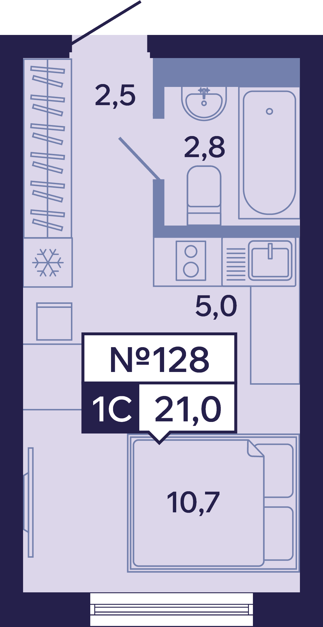 1 комн., 21.0 м²