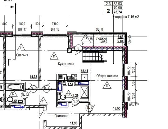 2 комн., 80.9 м²