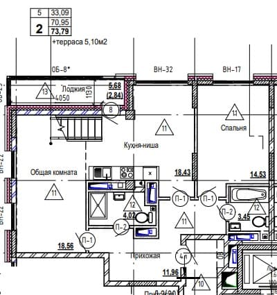 2 комн., 78.9 м²