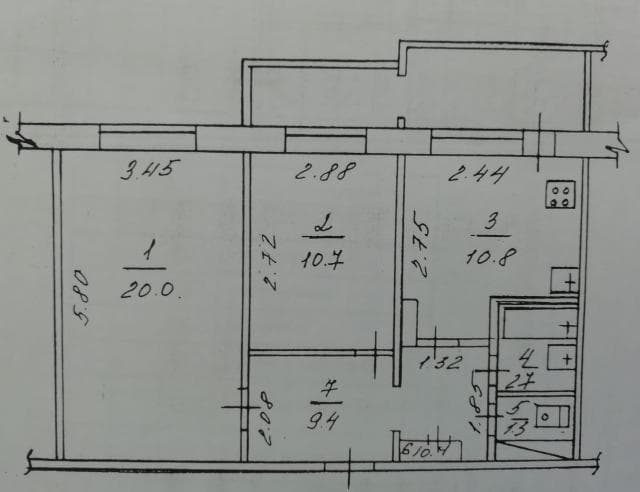 2 комн., 55.0 м², 2 эт.