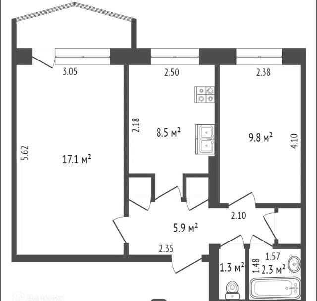 2 комн., 47.0 м², 4 эт.
